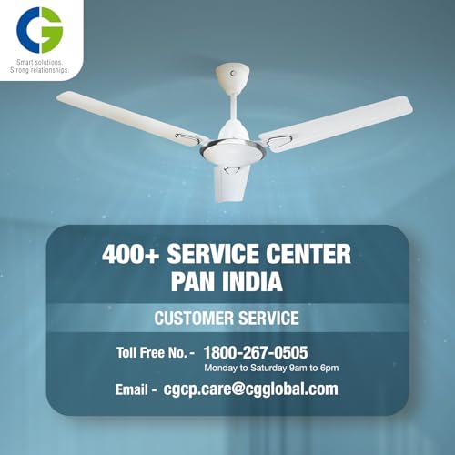 Image of CG Hansair | Decorative High-Speed 1200mm Ceiling Fan | 100% Copper Motor | 2-Year Warranty | Double Ball Bearing | Metallic White Silver