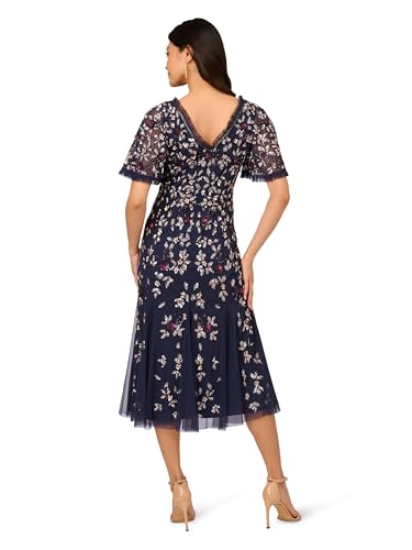 Adrianna Papell Women's Beaded Mesh Midi Dress2