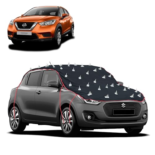 Image of Dog Protection Spike Car Cover for Nissan Kicks Bonnet to Roof Easy Installation with 4 Elastic Hook Strap | Anti-Scratch Soft Cotton Inner | Complete Protection from Street Dogs & Monkeys