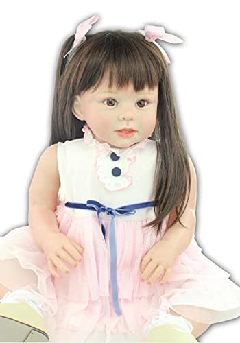 ZYYH 70cm Reborn Girl Reborn Babypuppe, Kleinkind Lange Haare Braune Augen/Blaue Augen Simulation Puppe, Weiches Silikon… – Bild 4