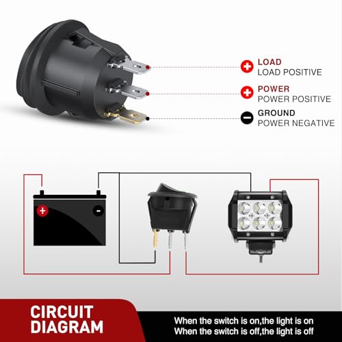 Image of Nilight 8PK Round Blue LED Toggle Switch 12V 20A SPST 3Pin ON-Off W /Wires