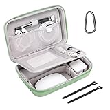 MOSISO Electronic Organizer Travel Case Compatible with MacBook Power Adapter, Compatible with Magic Mouse & Pencil, SD Card, USB Flash Disk with 4 Modular Insert & 2 Cable Tie & Snap Hook, Green
