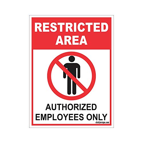Clickforsign RES-AREA-SB-59(8X6) Restricted Area Authorized Employee Only Sign Board, 200 x 150 mm