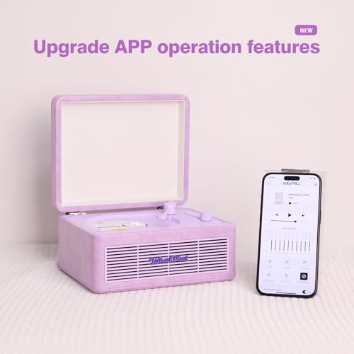 Image of CD Player with Bluetooth Speaker, High-Fidelity Sound, App-Controlled, Magnetic Display for Photos & Pins, Retro Desktop Music Player, Gift for Music Lovers (Light Purple)