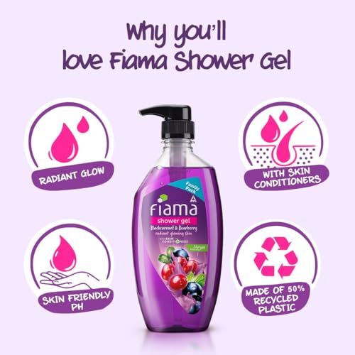 Image of Fiama Body Wash Shower Gel Blackcurrant & Bearberry, 750ml Family Pack, Body Wash for Women & Men with Skin Conditioners for Radiant Glow, Suitable for All Skin Types