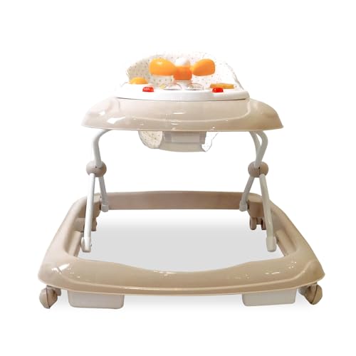 Asalvo DIVER Andador para bebé, Primeros pasos, Centro de Actividades, Bandeja extraíble, 12 melodías, luces LED, 3 Alturas, Plegado compacto, 6 frenos, hasta 12 kg, Estrellas Beige - imagen 2