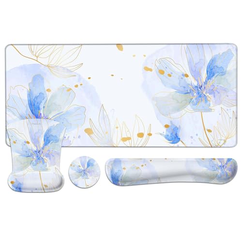 MOSISO Desk Pad Mat Keyboard Mouse Pad Set, Large...