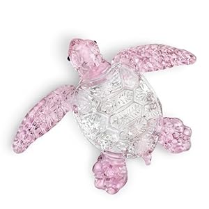 HDCRYSTALGIFTS 5” Crystal Pink Sea Turtle Figurines Handmade Sea Animal Paperweight Ornament for Home Decor Art Glass Tortoise Sculpture Collection Gift for Women
