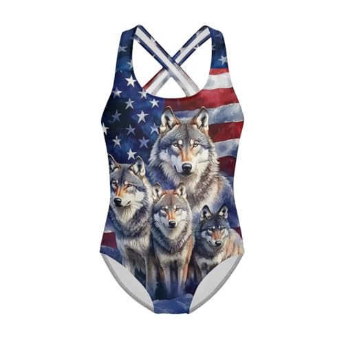 Image of Yzaoxia Girls' Swimwear One Piece Swimsuit for Kids Scoop Neck Bathing Suit Round Neck Swim Wear 5-14Y