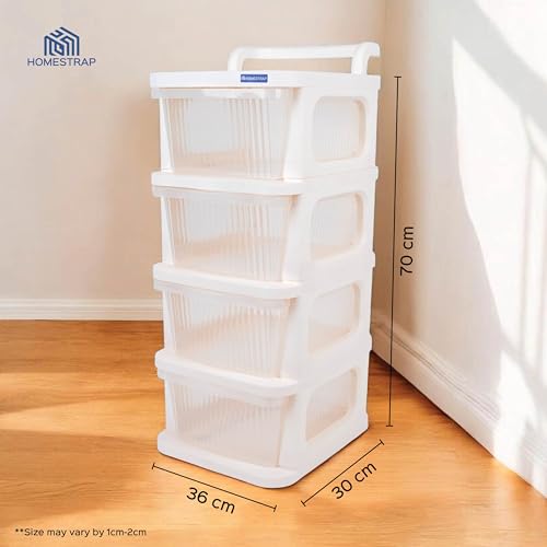 Image of Homestrap 4 Layer Multipurpose Drawer Cart with Wheels | Rolling Storage Organizer for Kitchen, Bedroom, Kids Room & Office | Spacious Drawer Unit for Daily Home Essentials