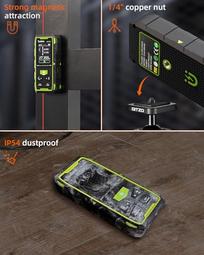 Tadeto Dual Laser Measuring Tool, 393FT/120M Bilateral Laser Measurement Tool Backlit LCD Display, Rechargeable Laser Measure with Ft/in/M Multiple Units Length/Area/Volume/Angle - Thumbnail 6