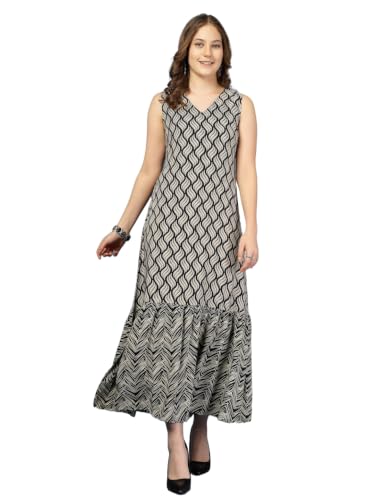 Image of Daevish New Rayon Floral Printed Flared Maxi Dress for Women | Women Maxi Dress