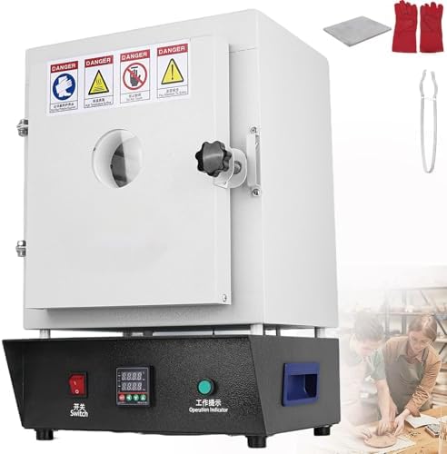 Electric Kiln Furnace 1150℃ for Jewelry Casting and Metal Melting, 20x15x15 cm Muffle Lab Furnace for Ceramics and Jewelry Treatment, Closed Burnout Furnace