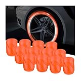 Mandark 12PCS Car Luminous Tire Valve Caps, Fluorescent Night Glowing Vehicle Air Stem Covers, Illuminated Glow in The Dark Automotive Decor Tire Air Caps, Universal for SUV, Truck, RV（Orange）