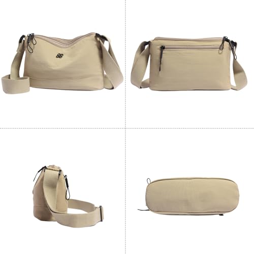 Image of Eslcorri Lightweight Nylon Crossbody Bag for Women, 3 Pocket Casual Shoulder Purse with Adjustable Strap for Travel Daily Use | Well-organized