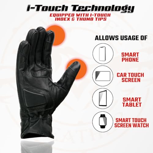 Image of Milwaukee Leather Men's Premium Leather Motorcycle Racing Gloves - Hand Protection, Gel Palm, Adjustable Fit - Medium