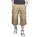 MAGNIVIT Mens Capri Long Twill Elastic Cargo Shorts Below Knee 3/4 Cargo Shorts Cotton Relaxed Fit Casual Multi-Pocket Khaki 38