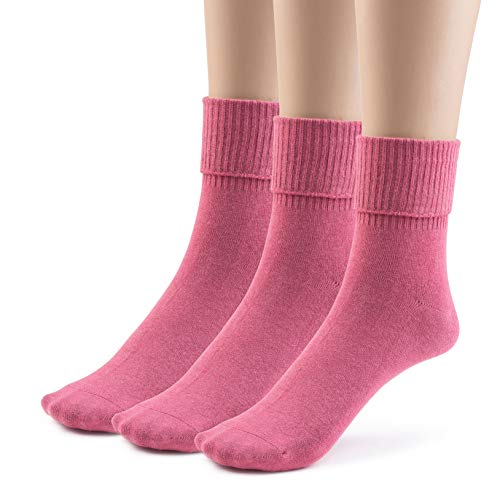 Womens Soft Rayon From Bamboo Dress Socks Crew Seamless Toe Turn Cuff Socks 3-6 Pairs (9-11, Mauve -3 Pairs)