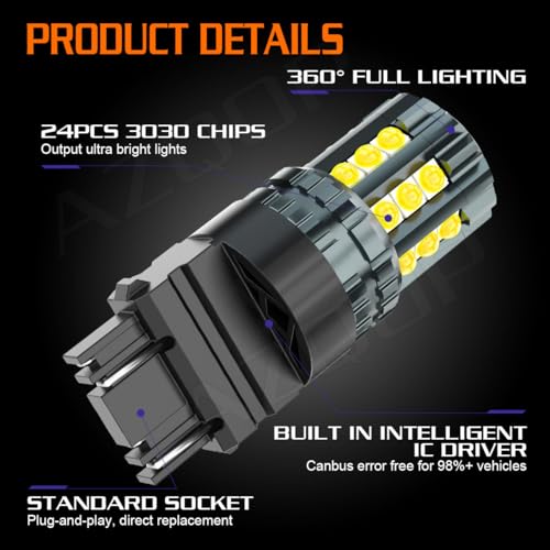 Bombillas LED reversa 3157 para GMC Sierra 1500-3500 2001-2013, 2 piezas miniatura 2