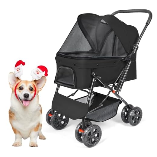 Cochecito para mascotas – Cochecitos para perros medianos y gatos, fácil de caminar, cochecito para perros y gatos, 360 grados, giratorio