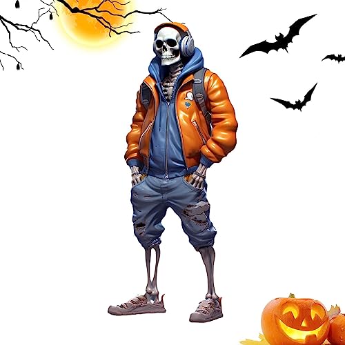 クールなスケルトンの置物, 樹脂製彫像ミニ置物, ハロウィーンの装飾、クールなスカルの置物、 樹脂の怖いスカルの置物デコレーション、ハロウィンスカル人形樹脂クラフトオーナメント、楽しいミニ収集品置物、ホームテーブルトップパーティーデコレーション用子供への誕