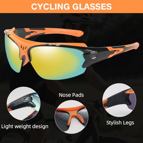 Image of PROBEROS Riding Glasses for Men Fashion HD Polarized Tinted with Case, Eyeglass Strap, Wipe Cloth, Storage Bag