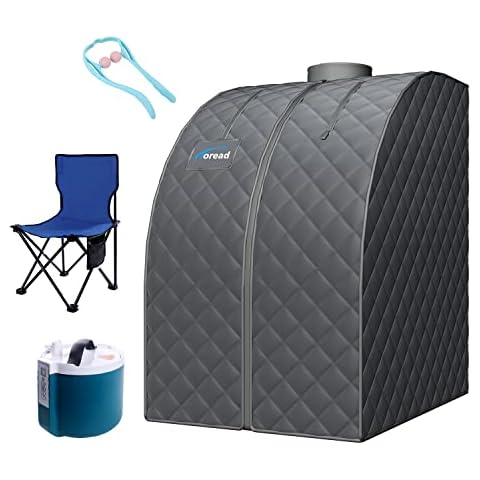 TOREAD Portable Folding Steam Sauna with 1000W&2L steam Generator, Personal Sauna Tent for Relaxation, Fast Heating in 6 Min, with Remote Control, Gray Cover