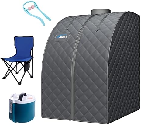 TOREAD Single Person Sauna Portable Folding Steam Sauna with 1000W&2.6L steam Generator, Personal Sauna Tent for Relaxation, Fast Heating in 6 Min, with Remote Control, Grey