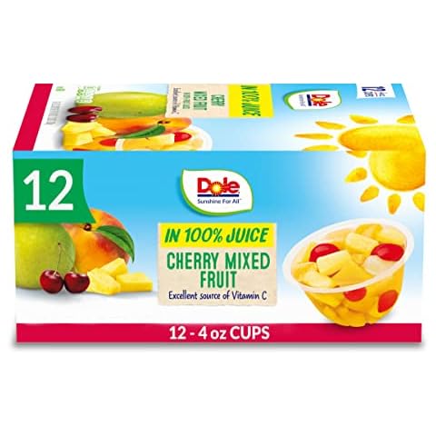 Dole Fruit Bowls Snacks Cherry Mixed Fruit in 100% Juice Snacks, 4oz 12 Total Cups, Gluten & Dairy Free, Bulk Lunch Snacks for Kids & Adults Cover