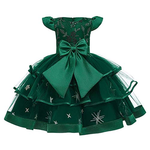 Toddler Kid Baby Girl Vintage Lace Flower Ruffle Tutu Bow Dress Communion Christening Baptism Wedding Birthday Party Princess Pageant Wedding Bridesmaid Formal Prom Short Gown Green 18-24 Months