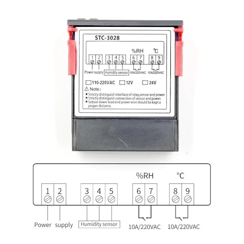 Image of STC-3028 Temperature and Humidity Controller 220V AC | Digital Thermostat and Hygrometer with Dual Relay Output | LED Display | Precise Control for Greenhouses, Incubators, Aquariums, and More