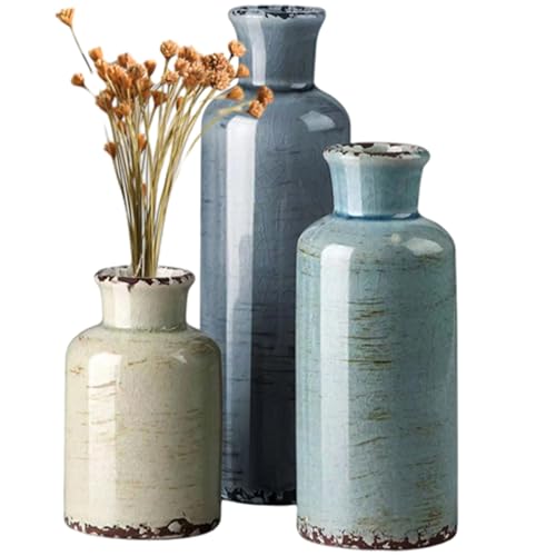 Vase en céramique ensemble de 3 pour décoration de table moderne - 7