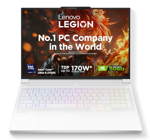 Image of Lenovo Legion 7 2025 Intel Core Ultra 9 275HX | NVIDIA RTX 5060 8GB (32GB RAM /1TB SSD /WQXGA OLED /240Hz /16 (40.6cm) /Windows 11 /Office 2024+AI Now /White /2 Kg), 83KY001FIN AI Powered Gaming Laptop