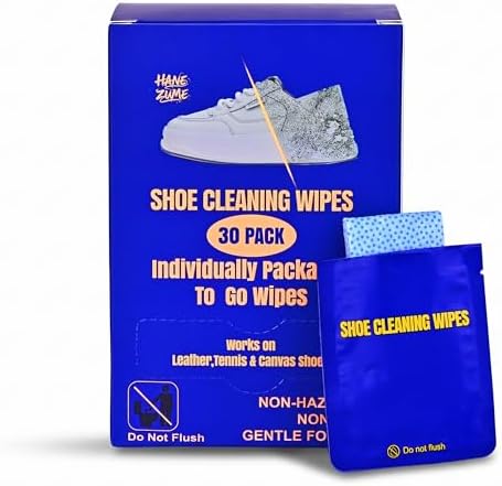 Shoe Wipes – 30 Individually Wrapped Shoe Cleaning Wipes for On-t...