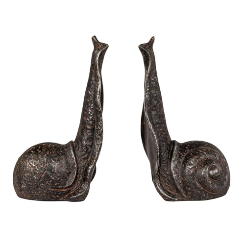 Image of Creative Co-Op Decorative Distressed Cast Iron Snail Bookends, Antique Black Finish