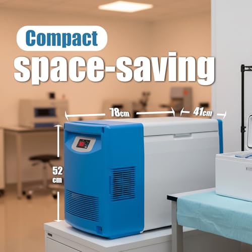 Bonxrdun Lab Cryogenic Freezer, -86℃(-122.8℉) 20L Ultra Low Temperature Freezer, Portable Medical Refrigerator, Countertop Lab Refrigerators for Scientific Research (Blue, 110V)