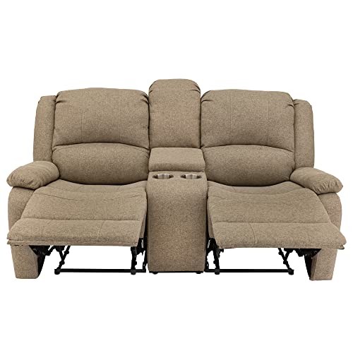 Recpro Charles Collection | 70" Double Recliner Rv Sofa | Rv Zero Wall Loveseat | Wall Hugger Recliner | Rv Theater Seating | Rv Furniture | Rv Living Room (Slideout) Furniture | Cloth (Oatmeal) #TOP4