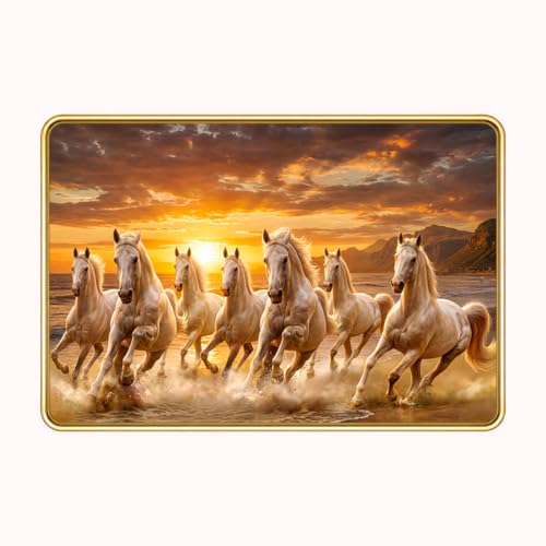 Image of 7 Running Horses Vastu Photo Frame, 16x24 Inch