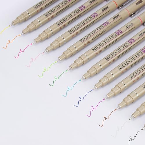 Image of URBAN BOX 12 Color Micro-Pen Fineliner Pen Set Ink Pens,Fine Point Liner Pen,Multi-Liner,Sketching,Anime,Artist Illustrating Drawing,Technical Drawing,Office Documents