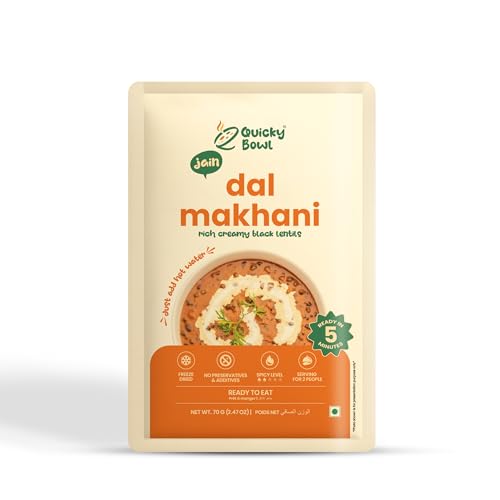 Image of QuickyBowl Jain Dal Makhani | Black Gram Lentil Curry | Ready to eat | Jain Meal | No ONion No Garlic | Veg Food | Instant Food | (Pack of 3)