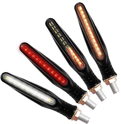 4PCS Señales de giro LED para motocicleta, Indicadores intermitentes de flujo 12V / Luz trasera / Luces de circulación diurna DRL / Feux Circulation para motocicleta Bicicleta Universal Impermeable Cover