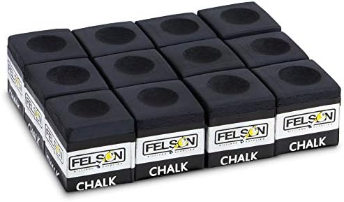 Felson Pool Chalk Cubes | Pool Table Accessories for Table Billiards | Pool Cue Chalk & Storage Box | Black 12 Count (Pack of 1)
