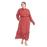 Ava & Viv Women's Plus Size Long Sleeve Tiered Ruffle Dress - (0X, Red)