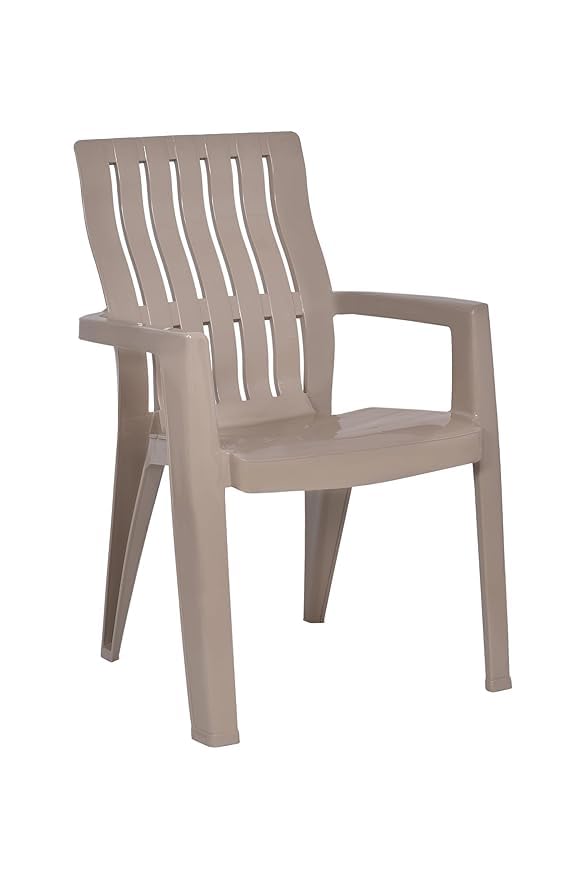 Image of ITALICA 2277 Spine Care Plastic Chair for Indoor /Outdoor /Study /Office /Living Room /Dining Room /Bedroom /Kitchen /Garden /Stackable Chair - Set of 2 Pcs Chair (2, Coffee)