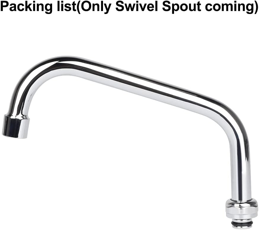 KWODE 6" Add-on Swivel Spout Replacement Part for Commercial Kitchen Sink Faucet with M25*1.25mm Ends, Short Swing Nozzle Chrome Polished