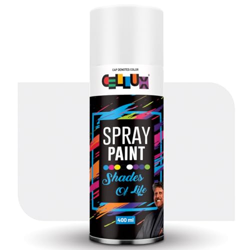 Image of Cellux 2X Ultra Cover Off White Spray Paint | DIY Quick Drying with Premium Gloss Finish for Metal Wood Wall & other Surfaces - 400 ML