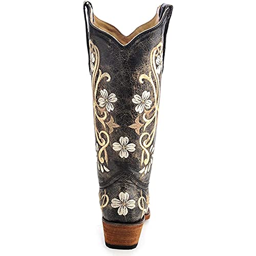 Circle G Women's Floral Embroidered Cowgirl Boot Snip Toe, 8.5 M Us, Black #TOP2