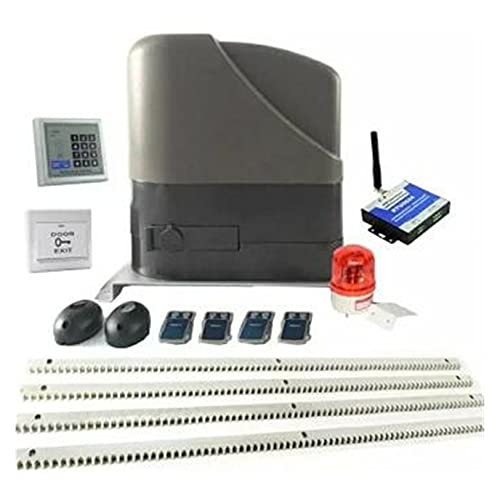 Motor de puerta corrediza, Kit de seguridad DC 12V 800KG Motor automático de abril de puerta eléctrica deslizante con bastidores de acero de 4 metros(Kit8)