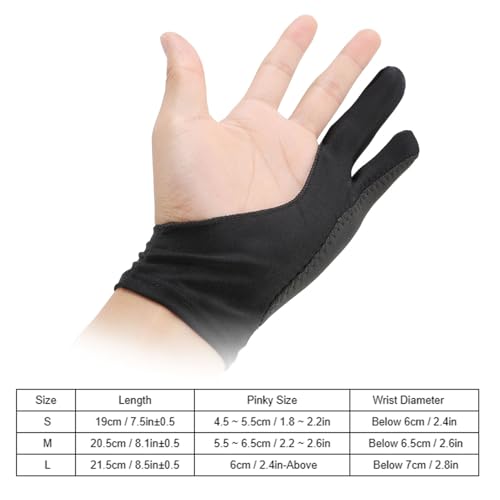 Dioche 4 Pack Artists Gloves, guantes universales para dibujo, mano derecha e izquierda, para bocetos en papel, tabletas gráficas, 2 dedos (M) miniatura 6