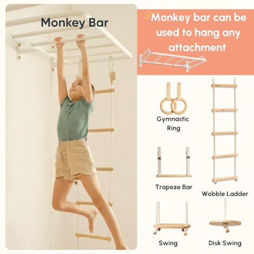 Image of Curious Cub Jungle Gym for Kids Indoor | Kids Gymnastics At Home Gym | Contains Rock Climbing, Wall Climbing for Kids | Ladder for Kids to Play Indoor Fun Activity for Ages 4+